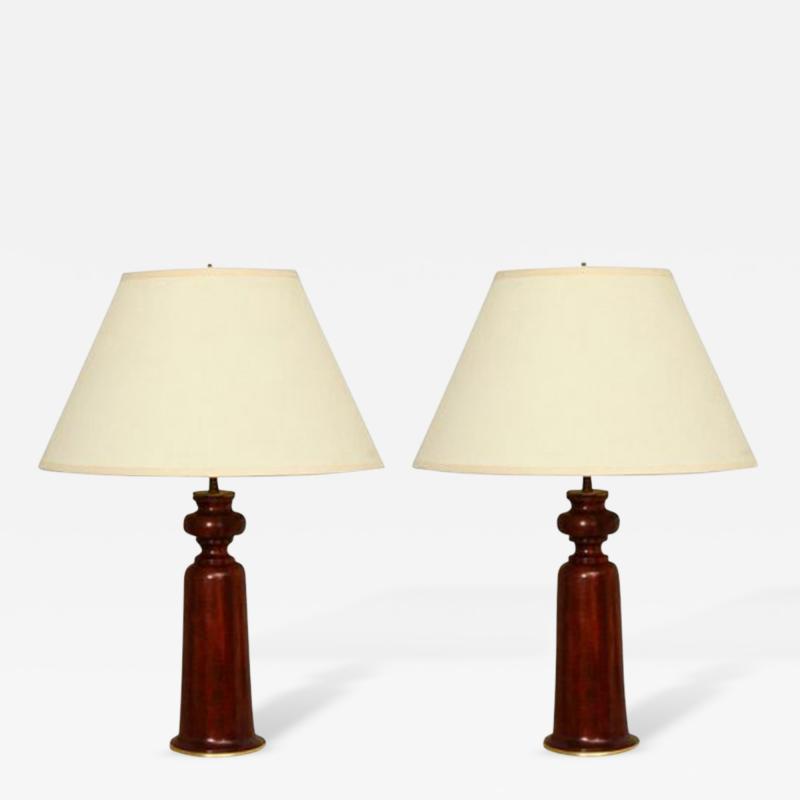 Pair of Solid Mahogany Table Lamps