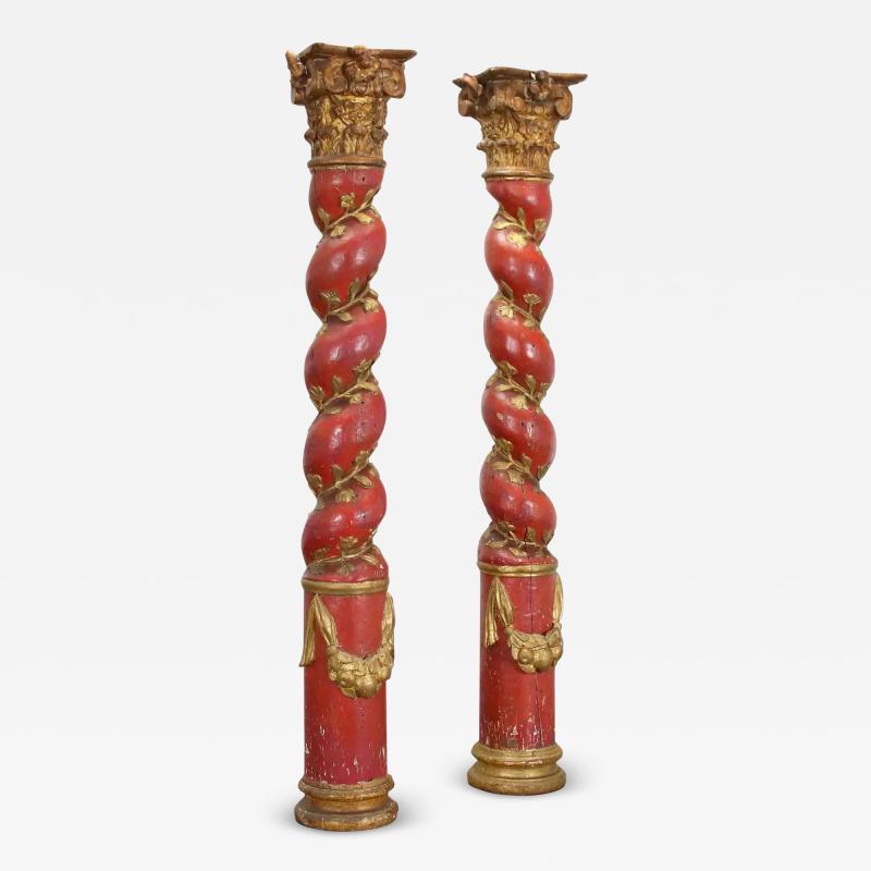 Pair of Spanish Baroque Solomonic Columns Circa 1740