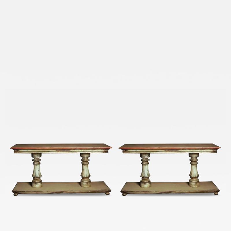 Pair of Spanish Painted Wood Consoles