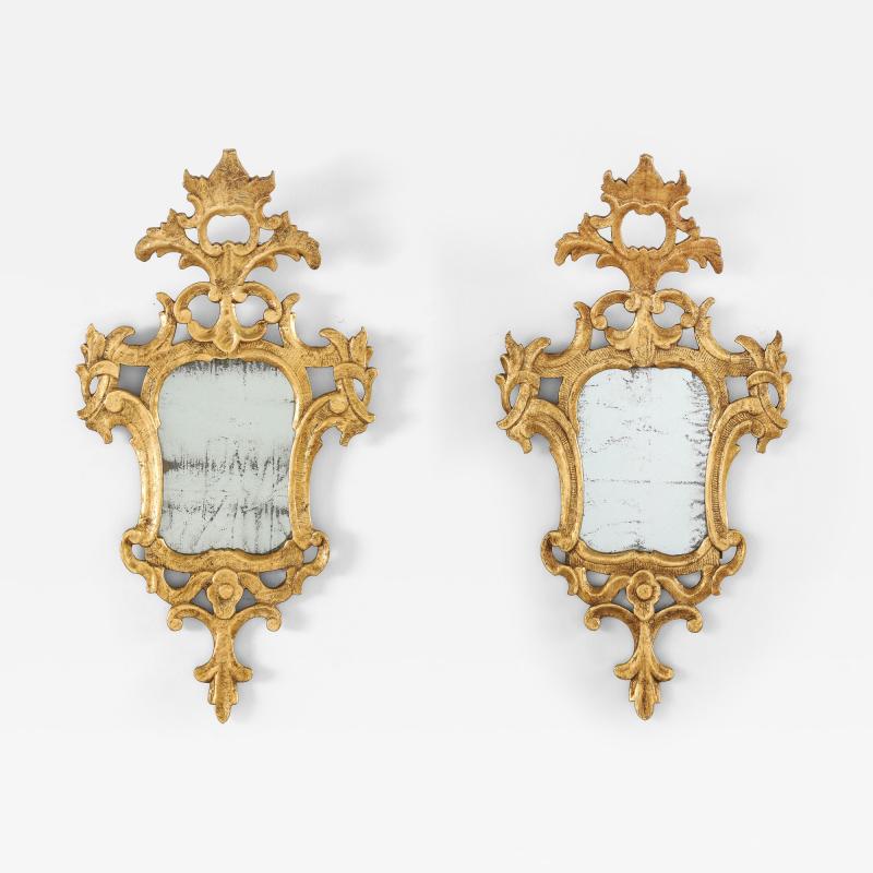 Pair of Spanish Rococo Carved and Gilded Wood Mirrors circa 1760