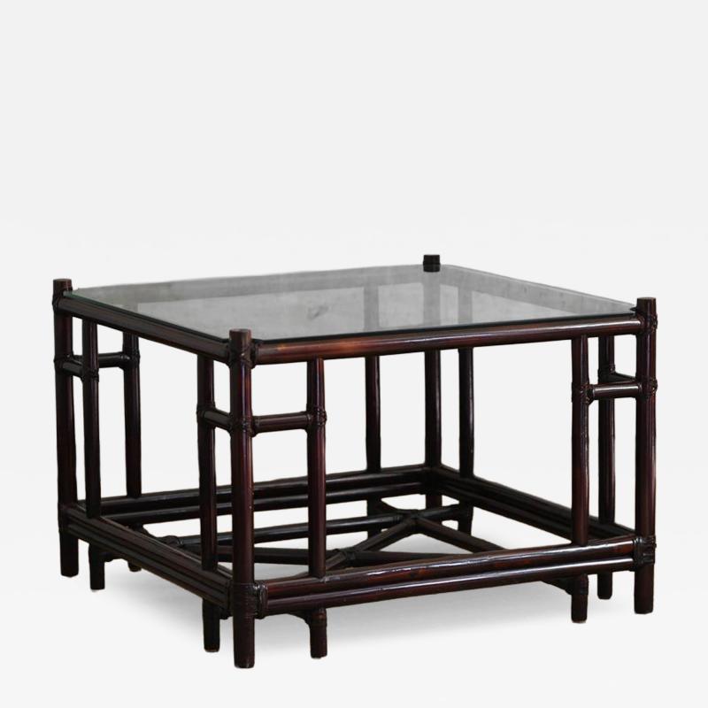 Pair of Square Dark Wicker Coffee Tables from the Attila Series by Gasparucci