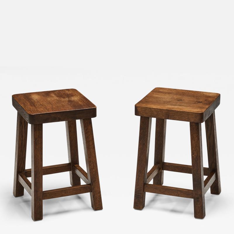 Pair of Square Mid Century Modern Stools Europe 1950s