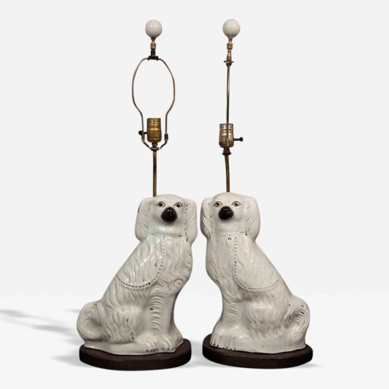 Pair of Staffordshire Spaniel Dogs as Table Lamps