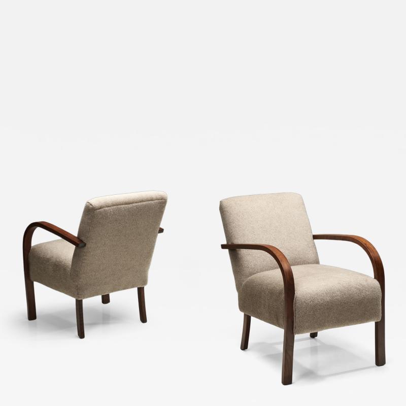 Pair of Stained Beech Armchairs Denmark ca 1930s