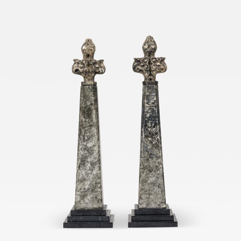 Pair of Stone and Obelisk Architectural Elements