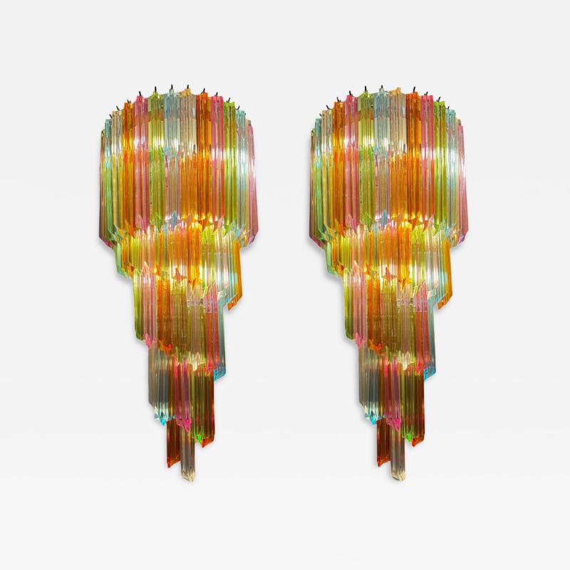 Pair of Striking Multicolor Contemporary Crystal Prism Wall Sconces Vortigo