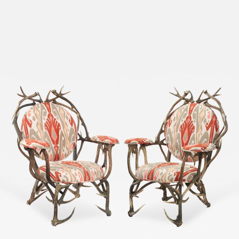 Pair of Studio Made Antler Lounge Chairs