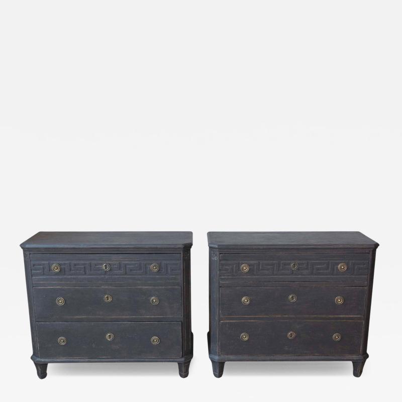 Pair of Swedish 19th Century Painted Chests of Drawers c 1850