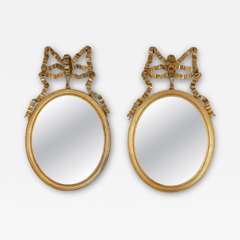 Pair of Swedish 20th Century Ribbon Crested Mirrors