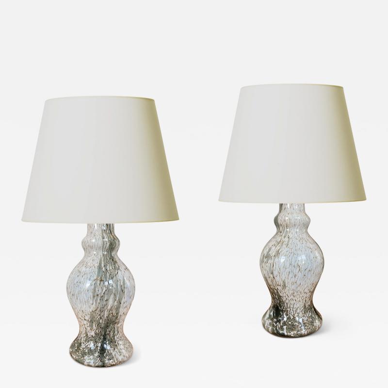 Pair of Swedish Blown Glass Table Lamps