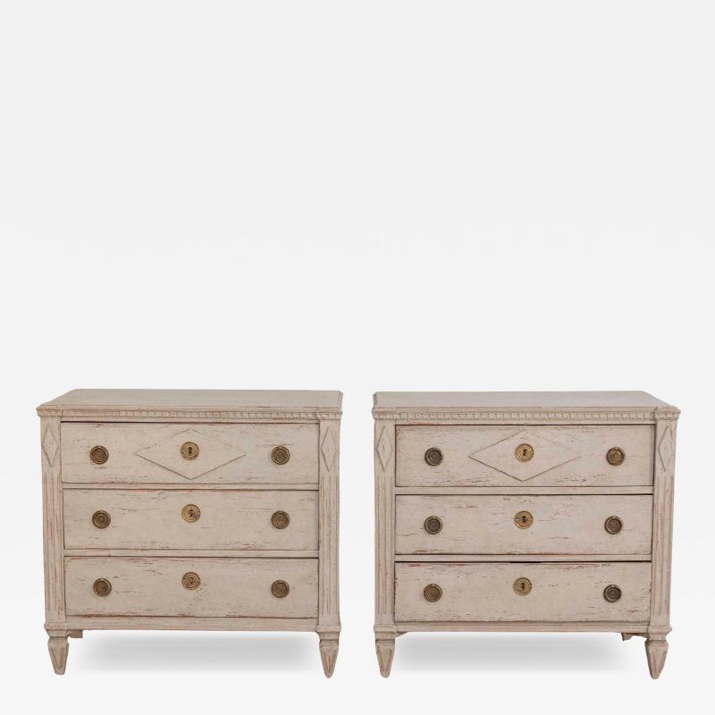 Pair of Swedish Carved Pine Chests of Drawers Early 20th Century