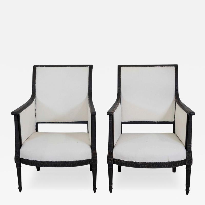 Pair of Swedish Empire Style Armchairs