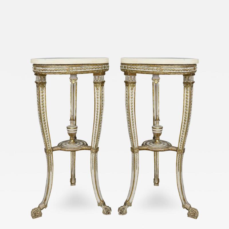 Pair of Swedish Neoclassical Giltwood and Painted Torchere