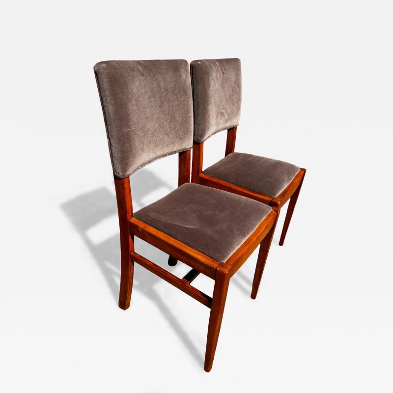 Pair of Swedish Velour Upholstered Teak Dining Side Chairs