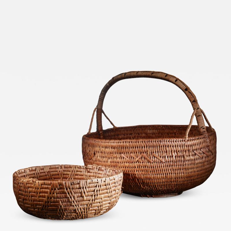 Pair of Swedish folk art baskets 19th Century