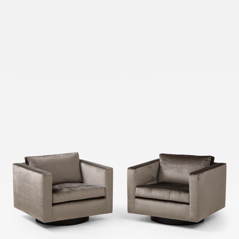 Pair of Swivel Cube Lounge Chairs by Harvey Probber