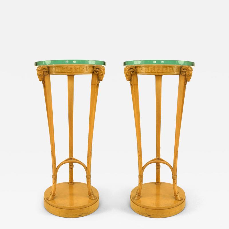 Pair of T H ROBSJOHN GIBBINGS Art Moderne Sycamore Pedestals