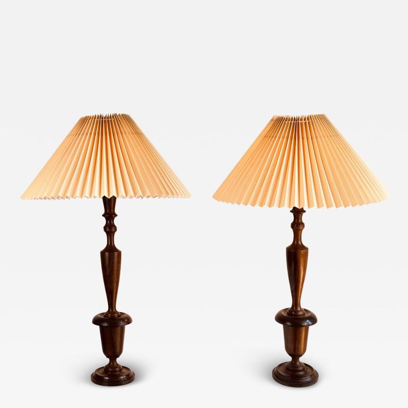 Pair of Table Lamps with Pleated Shades Brazil 1950s 