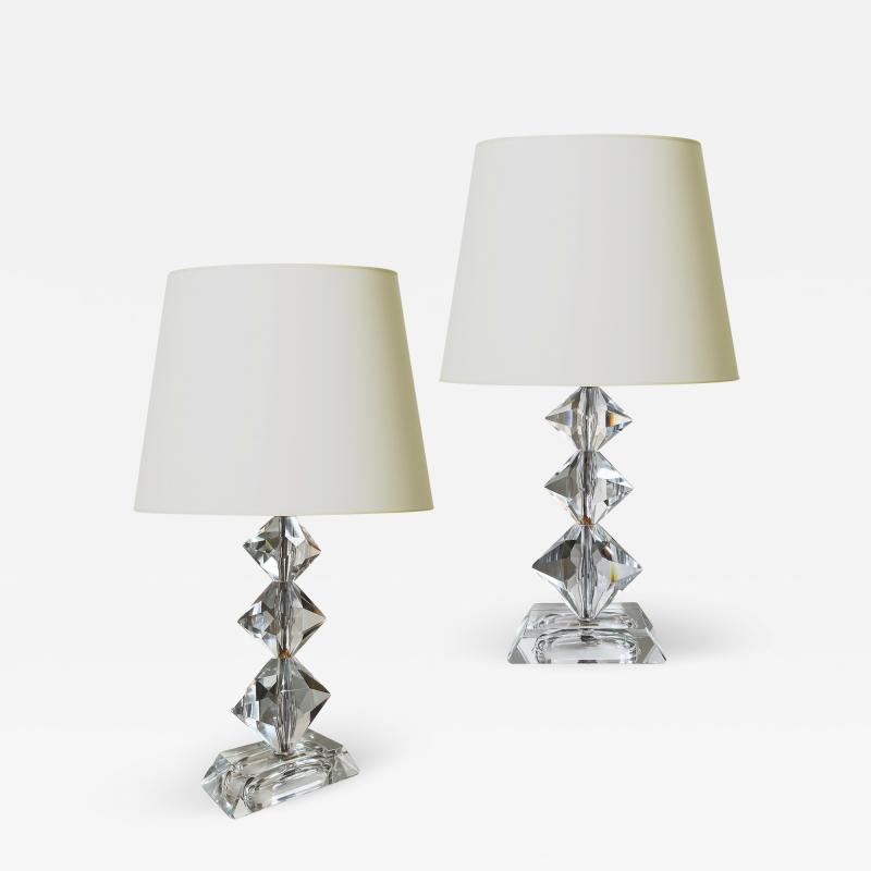 Pair of Tall German Cut Crystal Table Lamps