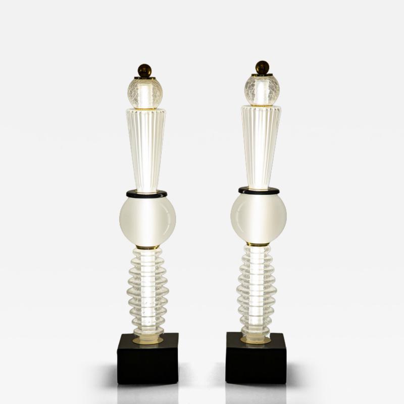 Pair of Tall Murano Glass Table Lamps