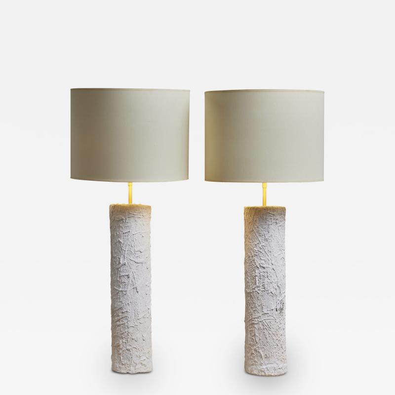 Pair of Tall Plaster Table Lamps