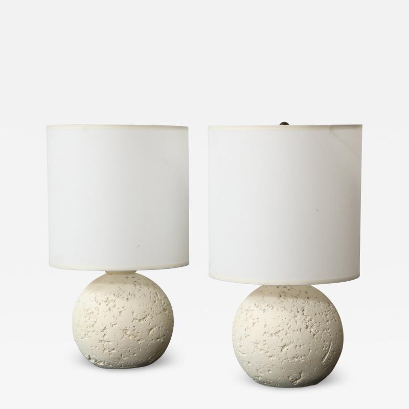 Pair of Textured Custom Circular Plaster Lamps