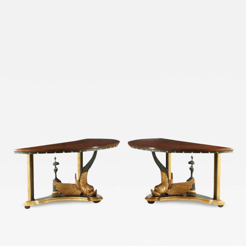 Pair of Thomas Morgan Winged Dolphin Console Table