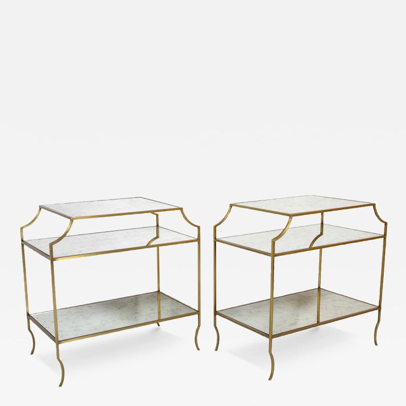 Pair of Three Tier Mirrored Etagere Tables