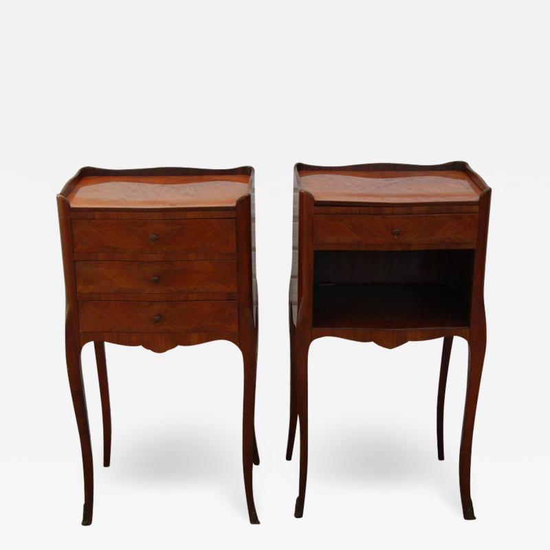 Pair of Traditional Mahogany Nightstands with Marquetry and Queen Anne Legs