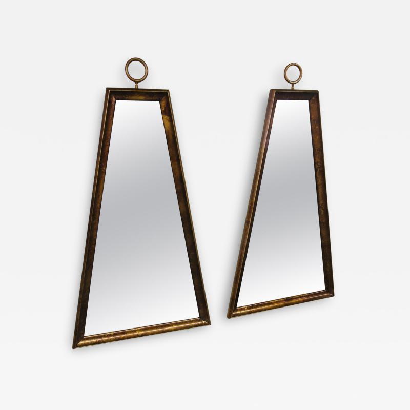 Pair of Trapezoidal Frame Mirrors in the Manner of Tommi Parzinger