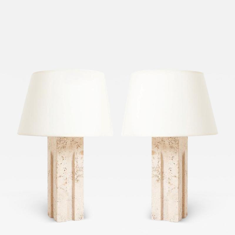 Pair of Travertine Table Lamps