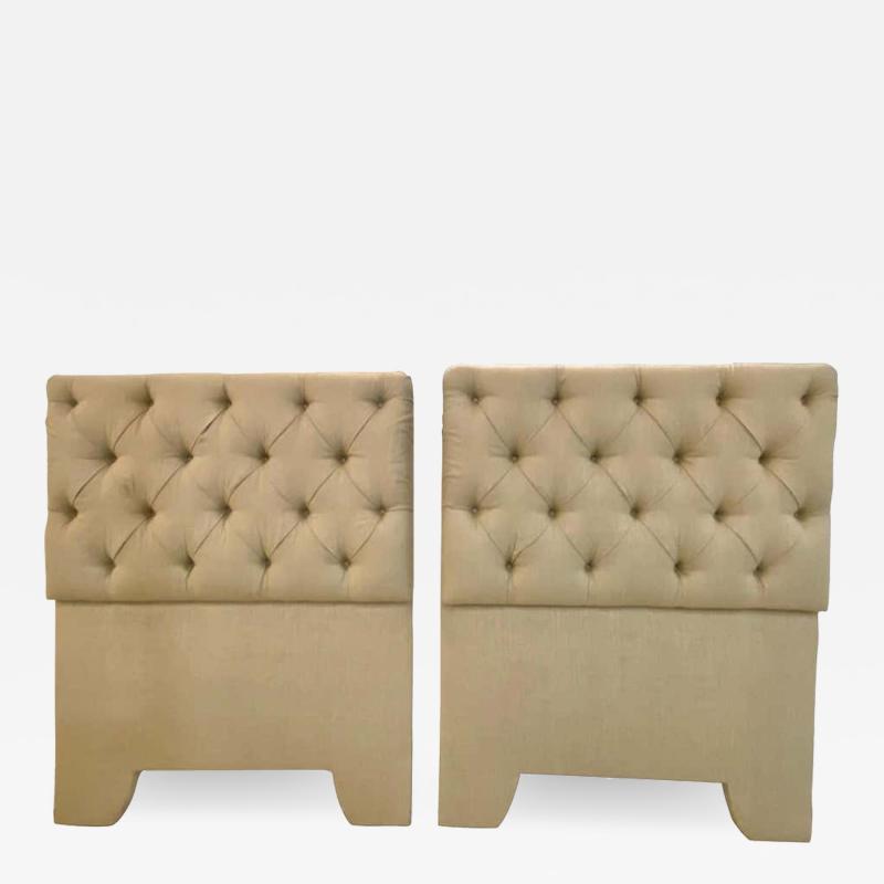 Pair of Tufted Linen Twin Headboards