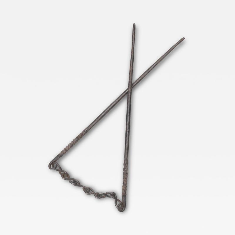 Pair of Twisted Iron Coal Chopsticks