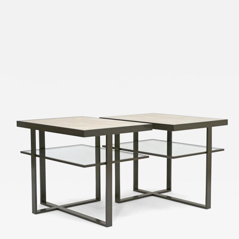 Pair of Two Tiered Asymmetrical Tables