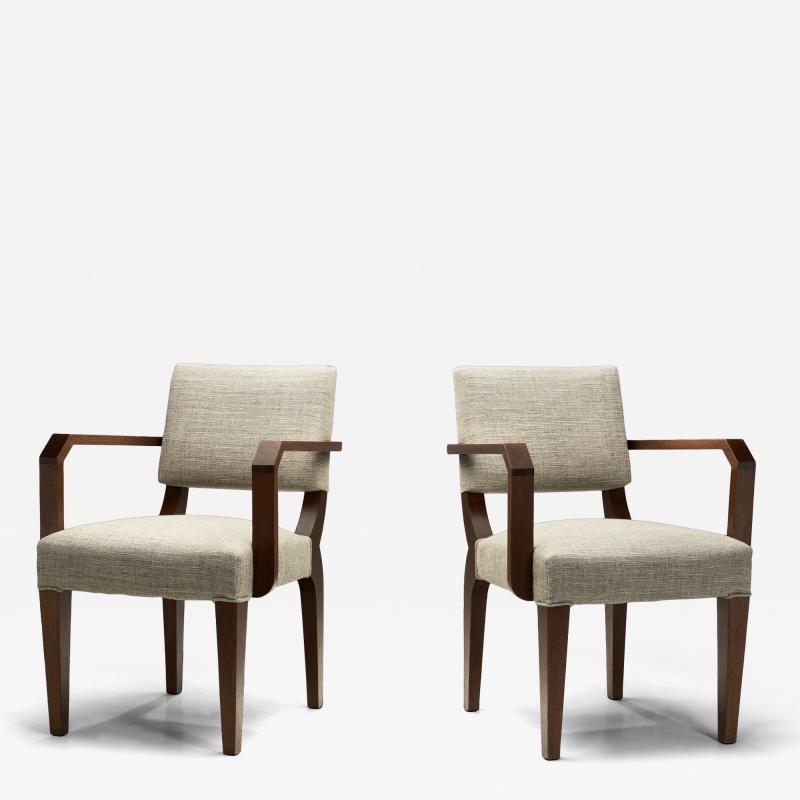 Pair of Upholstered Armchairs with Wooden Frame France ca 1940s