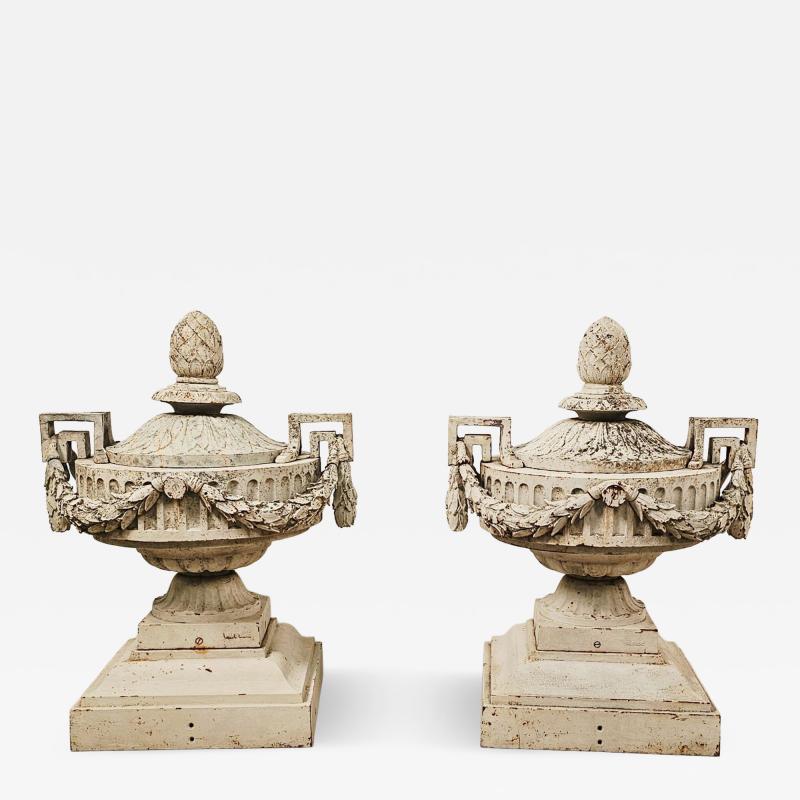 Pair of Val dOsne Belle poque Cast Iron Urns France early 20th century