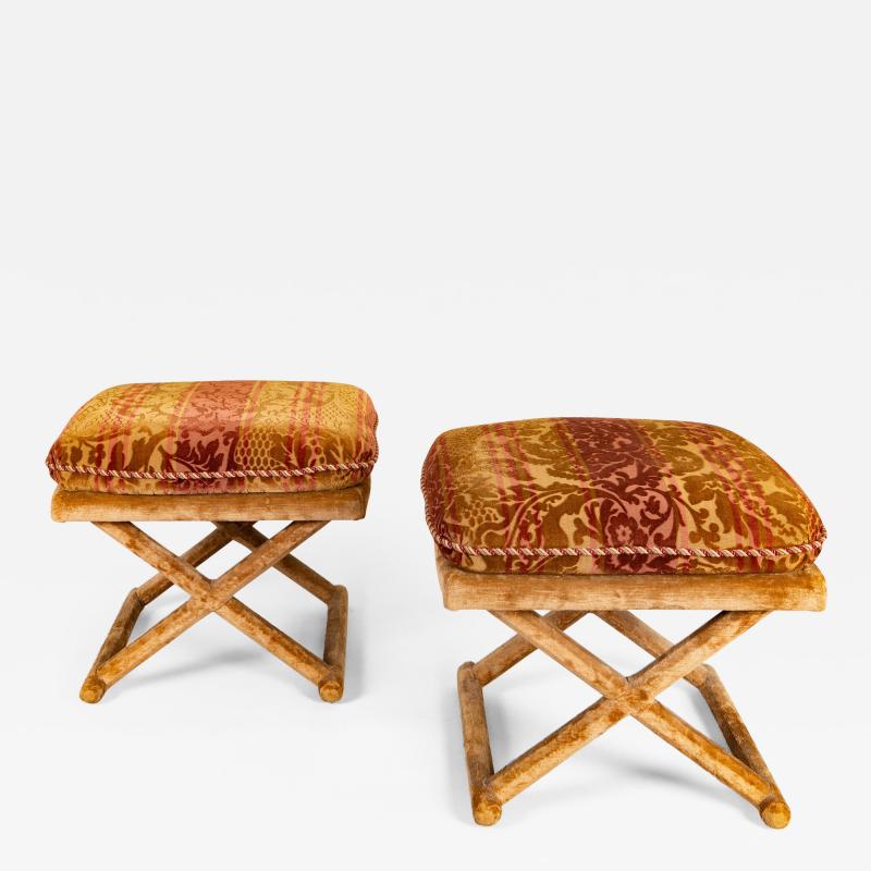 Pair of Velvet Upholstered Stools