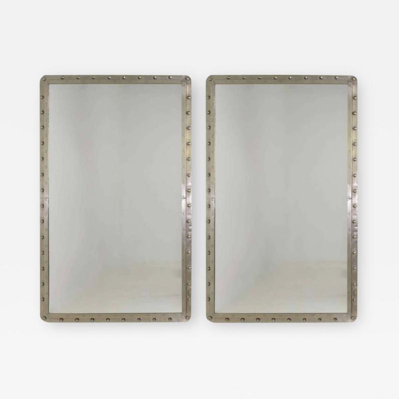 Pair of Very Large Cast Iron Porthole Industrial Style Wall Mirrors