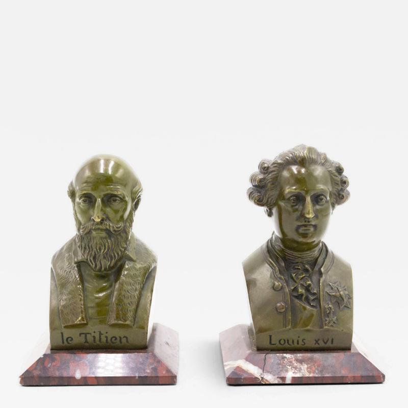 Pair of Victorian Bronze Louis XVI Le Titien Busts