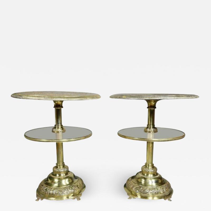 Pair of Victorian Silver Plated and Glass End Tables