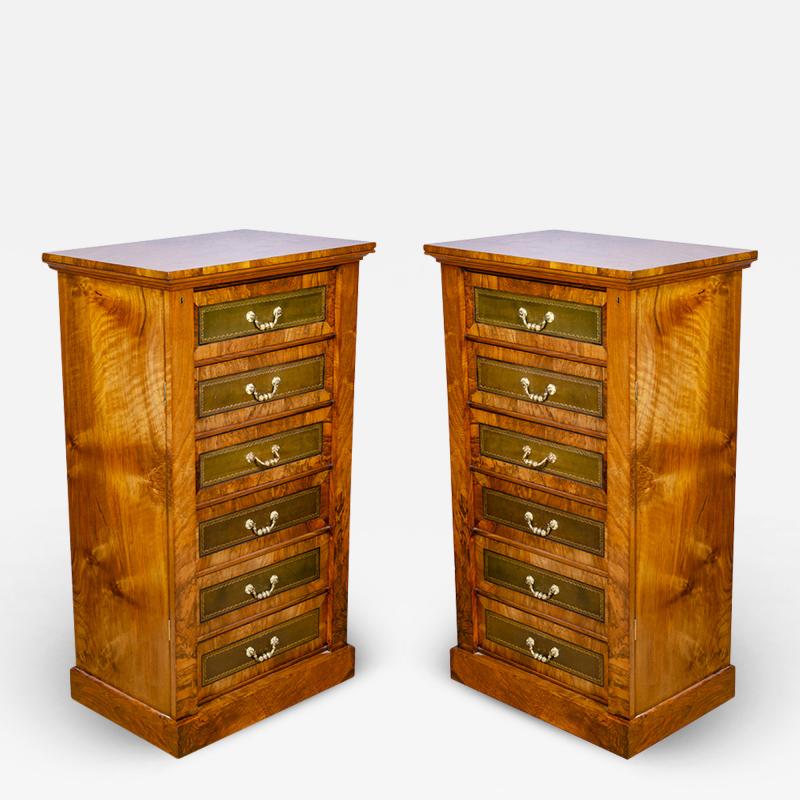 Pair of Victorian Walnut Wellington Chests