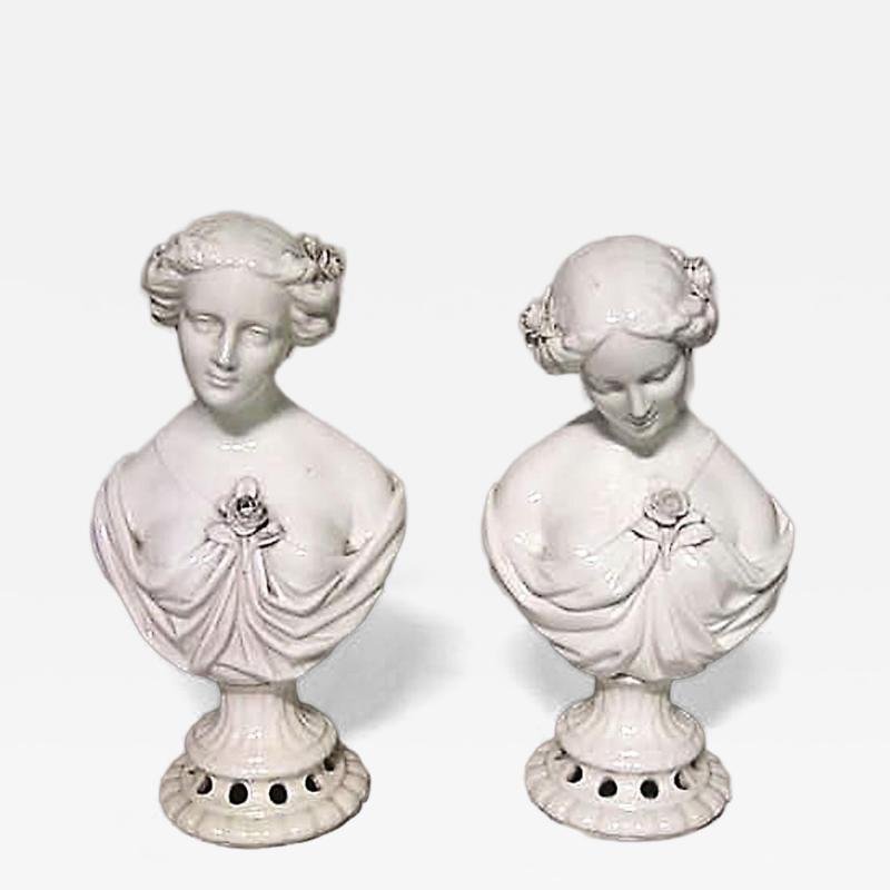 Pair of Victorian White Porcelain Female Bust