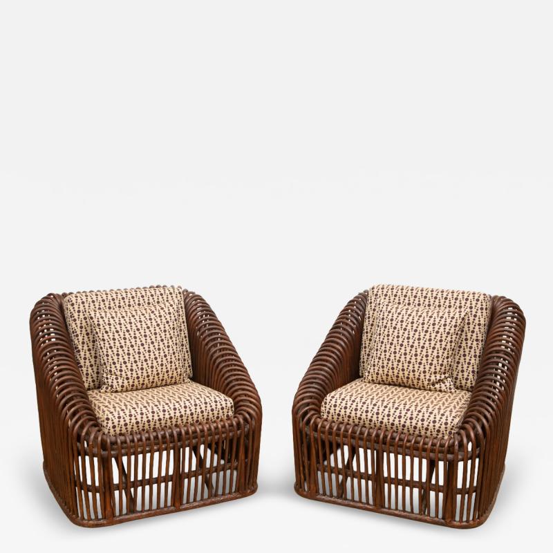 Pair of Vintage Bent Reed Lounge Chairs