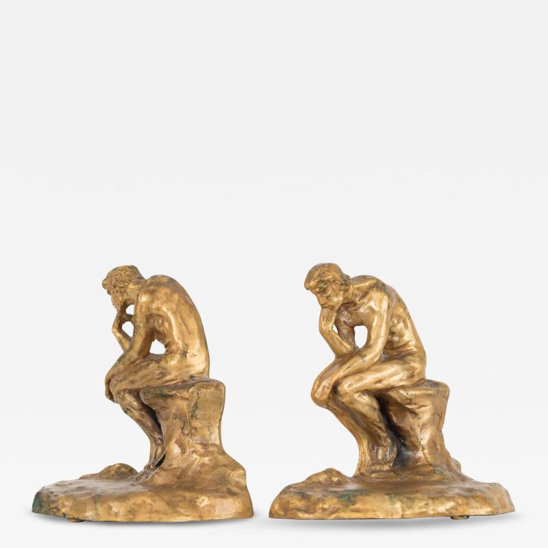Pair of Vintage Brass The Thinker Bookends
