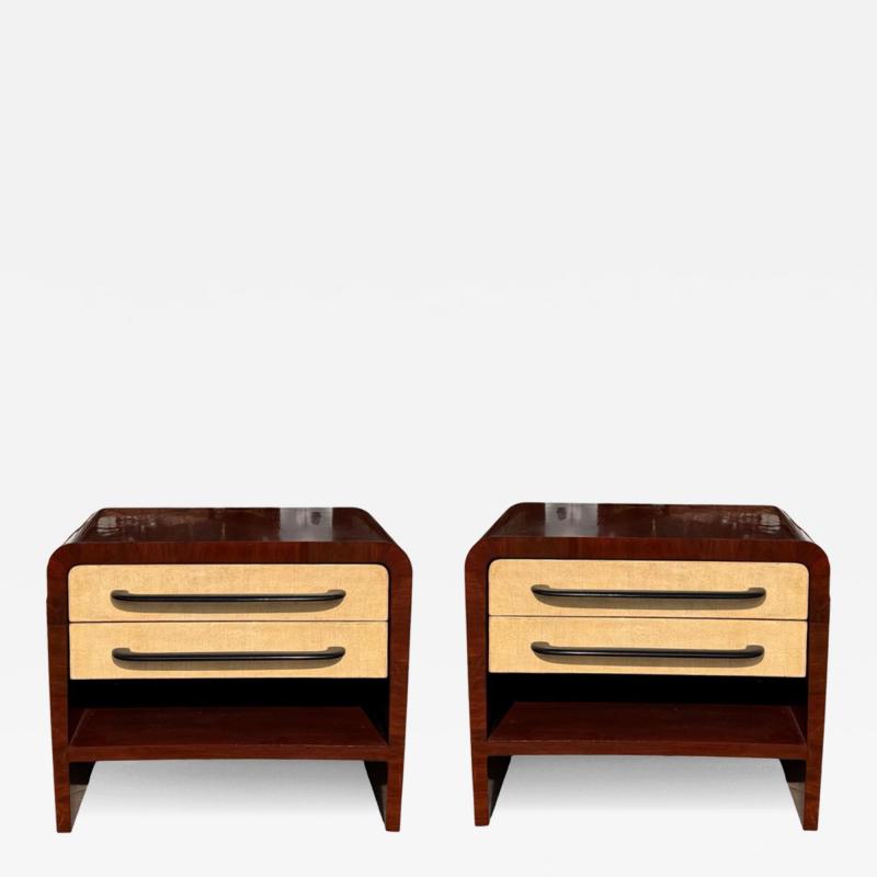 Pair of Vintage Italian Art Deco Mahogany Nightstands