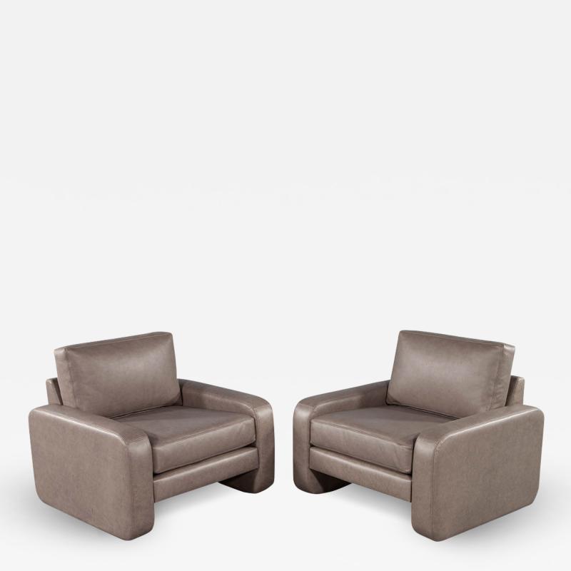 Pair of Vintage Mid Century Modern Leather Lounge Chairs