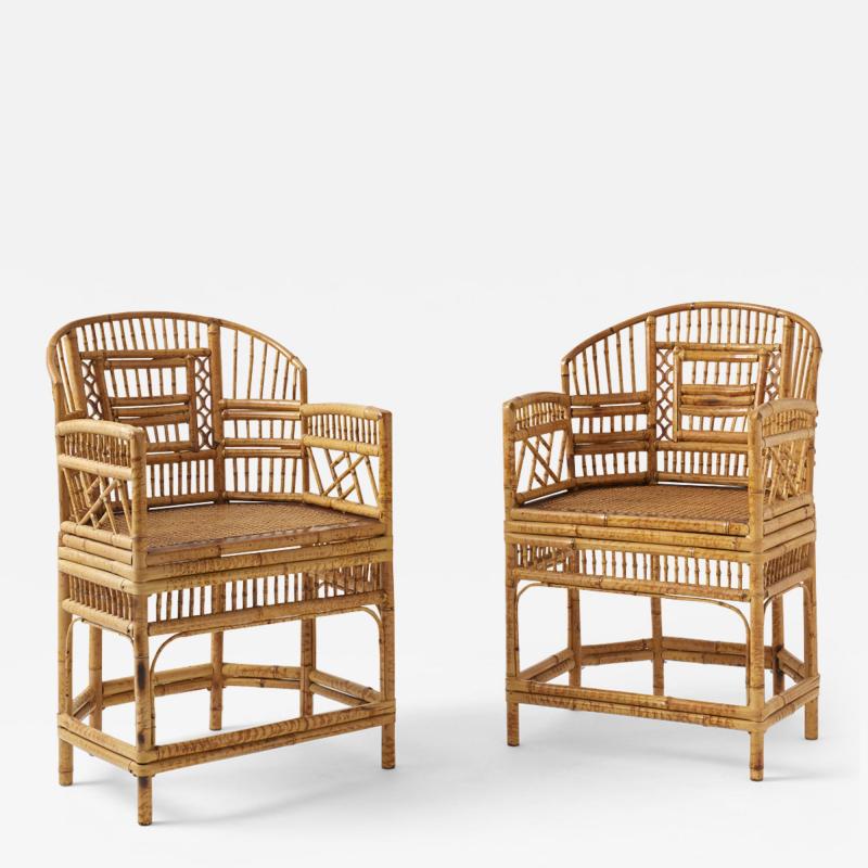 Pair of Vintage Rattan Brighton Pavilion Chairs