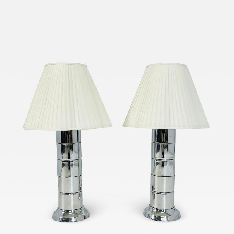 Pair of Vintage Table Lamps in Polished Chrome in the Style of Laurel Lighting