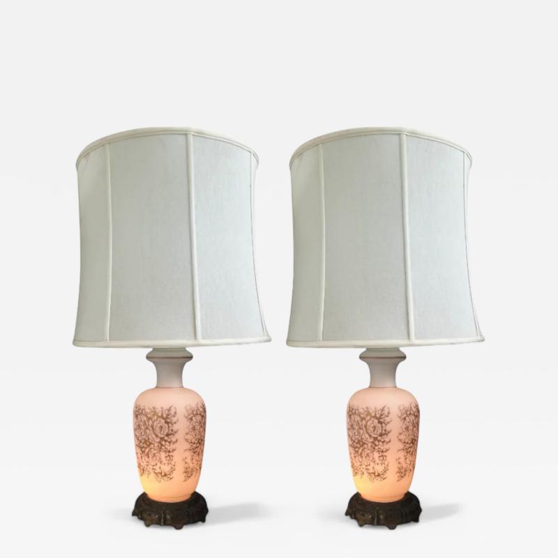 Pair of Vintage Table Lamps with Rose Motif Unknown 1960s Lot 822