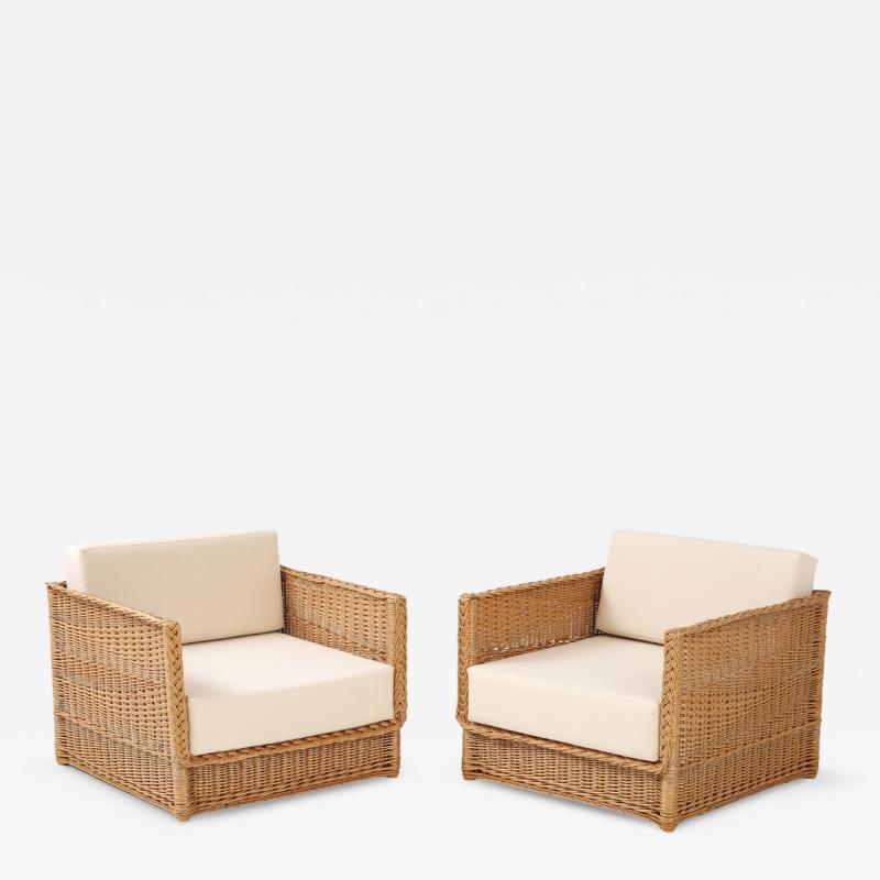 Pair of Vivai Del Sud Style Wicker Armchairs